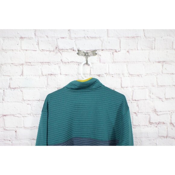 LL Bean Airlight Knit Pullover Sweater Colorblock Blue Green XXL Tall - Picture 4 of 10